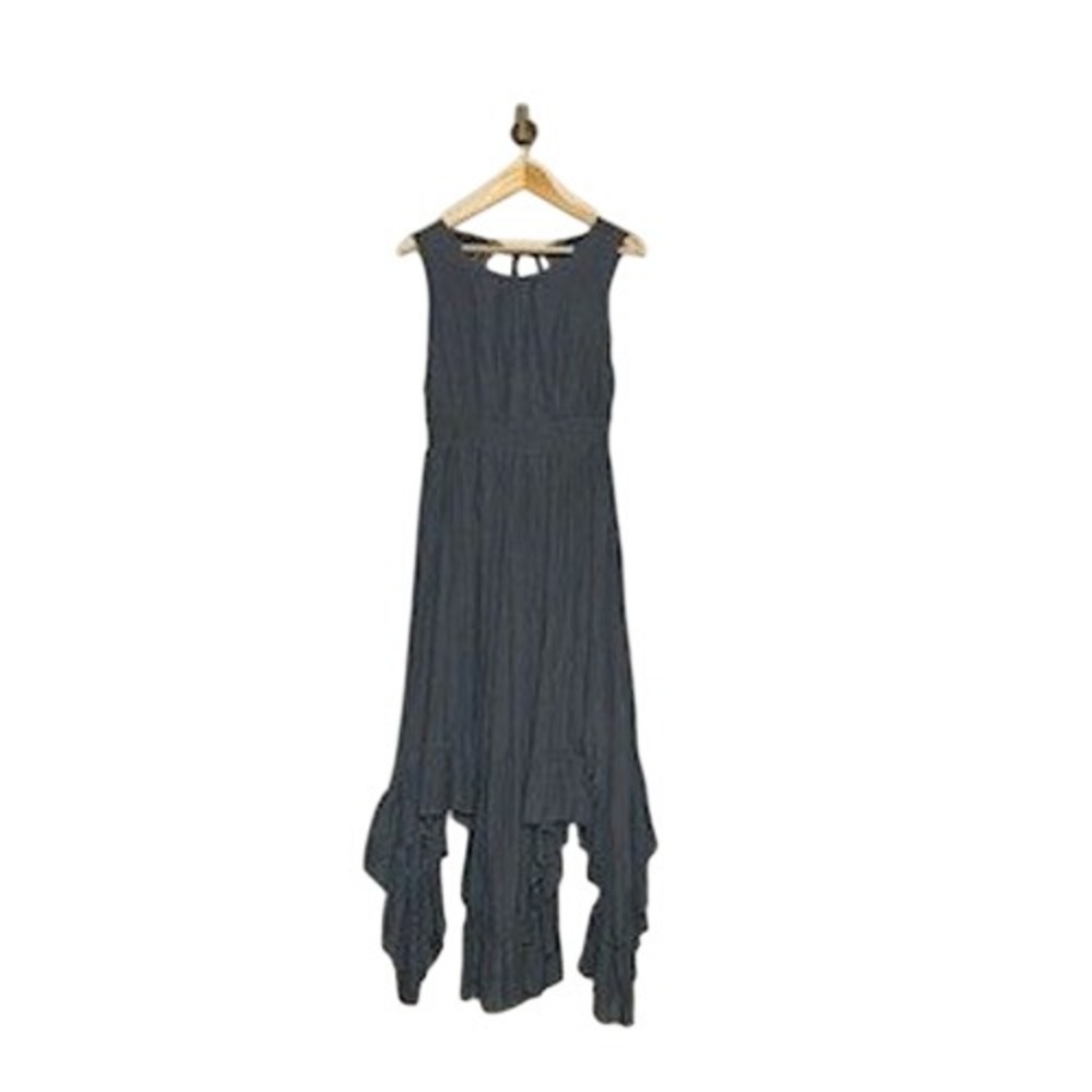 Joyfolie Mia Joy Gray Handkerchief Maxi‎ Dress Youth 14 Lace Cutout Boho